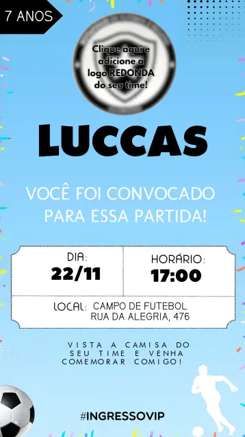 Convite Futebol Botafogo editável e personalizável