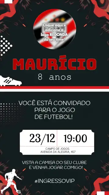 Convite Futebol Paulista editável e personalizável