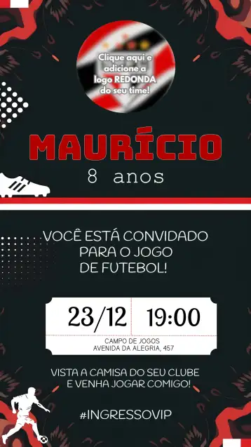 Convite Futebol Paulista editável e personalizável