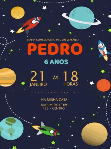 Invitación Galaxia Naranja editable y personalizable