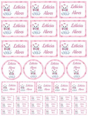 Convite Gatinha Marie editável e personalizável