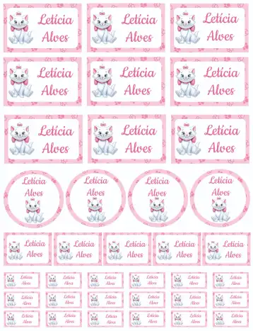 Convite Gatinha Marie editável e personalizável