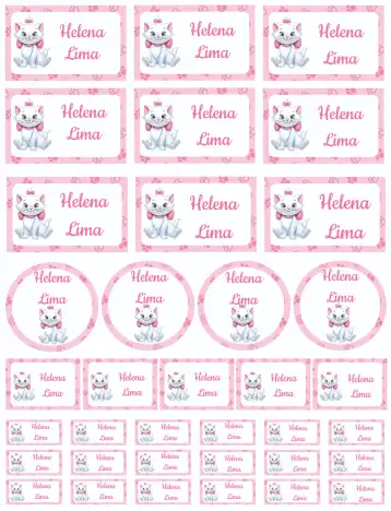 Convite Gatinha Marie editável e personalizável