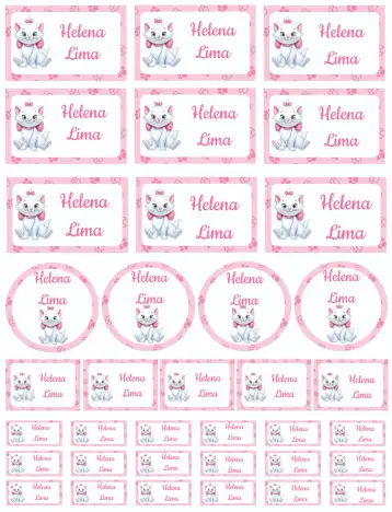 Convite Gatinha Marie editável e personalizável