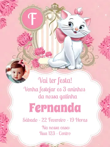 Invite Marie Kitten With Bow Photo editable and customizable