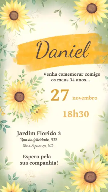 Invite Adult Sunflower editable and customizable