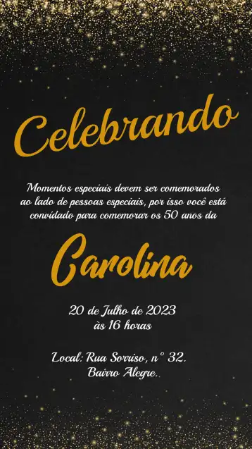 Convite Glitter 40 editável e personalizável