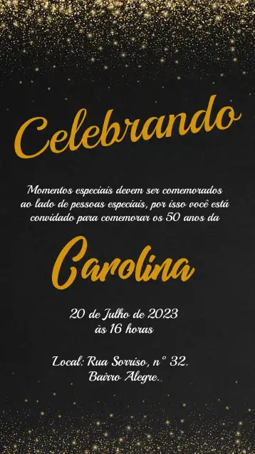 Convite Glitter 40 editável e personalizável