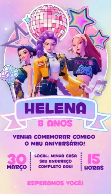 Invite Kpop Warriors 11 editable and customizable