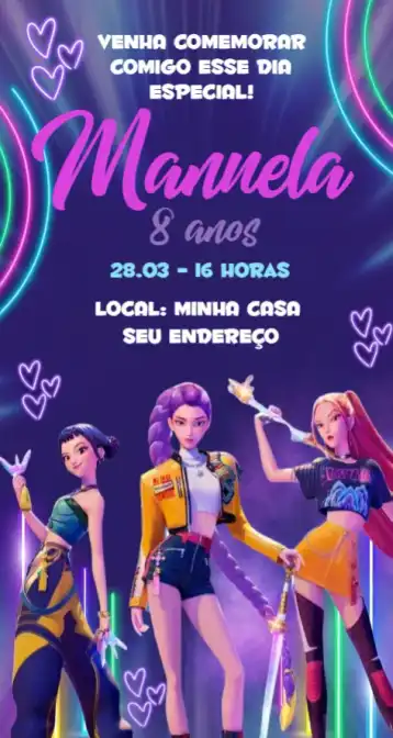 Invitation Warriors of Kpop 9 – Birthday theme colorful, modern, pop, fun, youthful