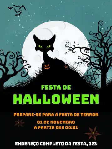 Convite Halloween Bruxas para festa de halloween – tema datas comemorativas (escuro, fantasia, mágico, bruxas, outono, divertido)