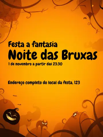 Convite Halloween Festa para festa de halloween – tema datas comemorativas (cores escuras, estilo gótico, elementos gráficos de Halloween, fantasia, ilustrações divertidas)