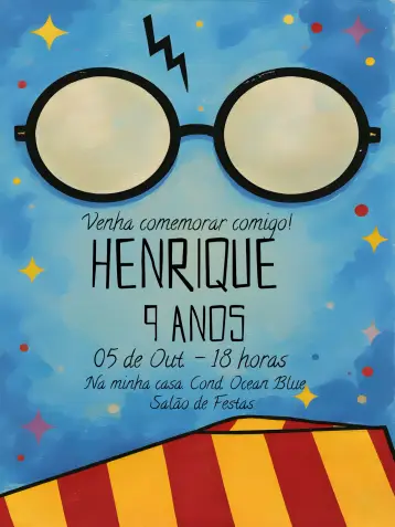 Convite Harry Potter Amarelo editável e personalizável
