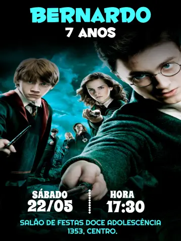 Invitación Harry Potter Infantil editable y personalizable