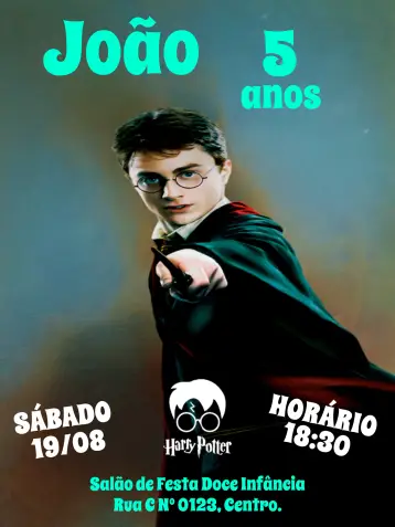 Invitación Harry Potter Infantil editable y personalizable