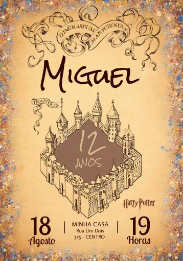 Convite Harry Potter Mapa Do Maroto Menino editável e personalizável