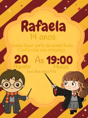 Invitación Harry Potter Rojo editable y personalizable