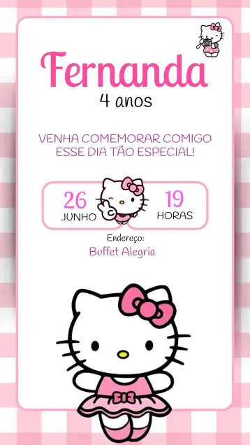 Invite Pink Hello Kitty editable and customizable