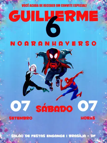 Convite Homem Aranha Através Do Aranhaverso Man editável e personalizável