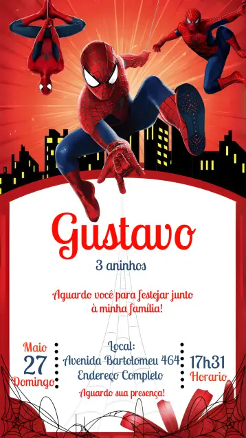 Convite Homem Aranha Azul para aniversário infantil com tema de super-heróis. – tema mais pesquisados (azul, super-herói, aventura, colorido, infantil, divertido)