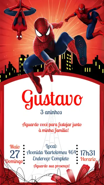 Convite Homem Aranha Azul editável e personalizável