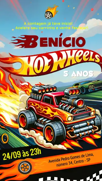 Invite Hot Wheels Cars editable and customizable