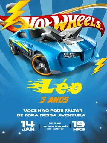 Invite Hotwheels Kids editable and customizable