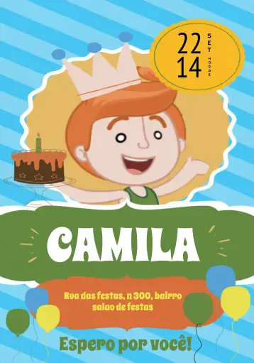 Convite Infantil Mundo Bita Balões para children's birthday with mundo bita theme. – tema kids' birthday party (colorful, fun, childish, themed, festive, cheerful)