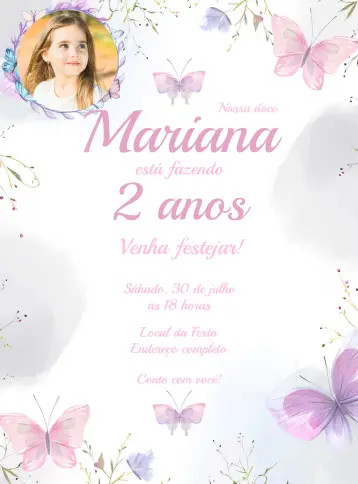 Invite Butterfly Garden With Watercolor Photo editable and customizable