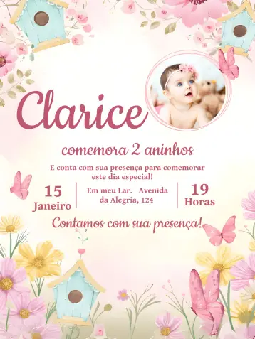 Invite Enchanted Garden With Pink Photo editable and customizable