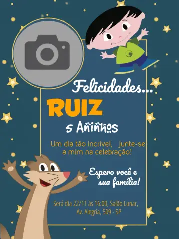 Invite Jupiter And Claudio Luna Show With Blue Photo editable and customizable