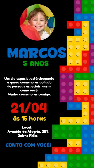 Invite Lego With Photo Blocks editable and customizable