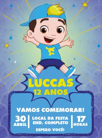 Invite Luccas Neto Adventurer editable and customizable
