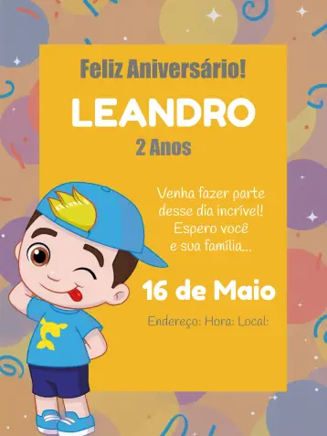 Invitación Luccas Neto Toon editable y personalizable