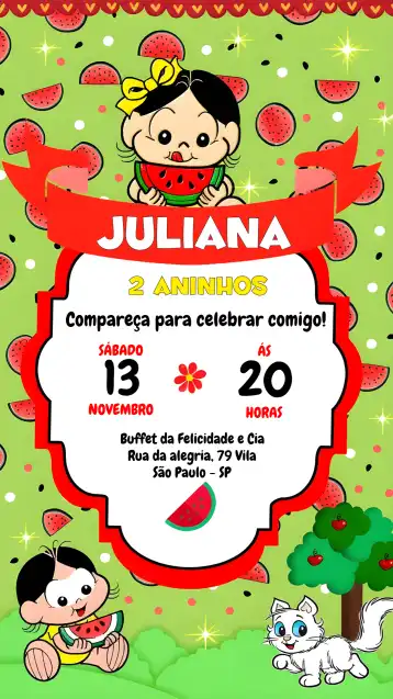 Invitation Magali Baby Green Watermelon – Most searched for theme vibrant colors, playful style, children's graphic elements, cheerful design, fruit-themed, modern style