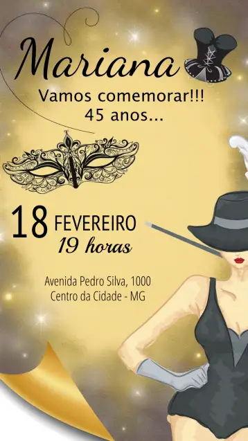 Invitación Máscaras Adulto editable y personalizable