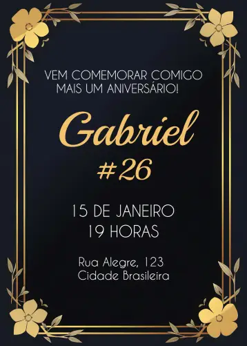 Invite Male - Black And Gold Elegant Man editable and customizable