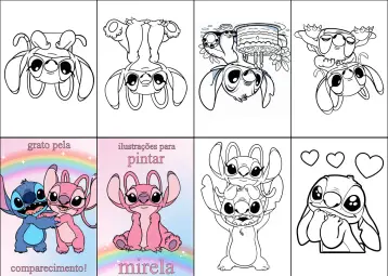 Convite Mini Livro De Colorir Stitch Angel Imprimir editável e personalizável