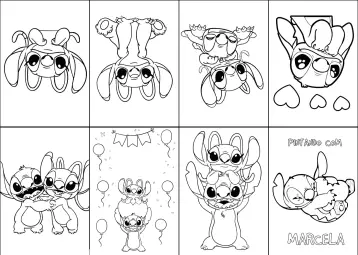 Convite Mini Livro De Colorir Stitch Angel Pintar editável e personalizável