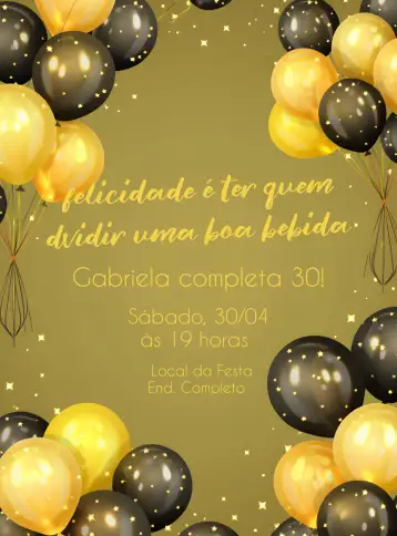 Convite Minimalista Dorado Frase para cumpleaños de adultos con un toque de sofisticación. – tema cumpleaños (minimalista, dorado, moderno, elegante, contemporáneo)