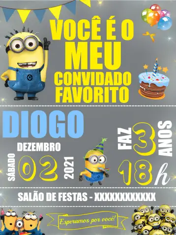 Convite Minions Bolas para cumpleaños infantil – tema más buscados (divertido, colorido, infantil, lúdico, temático, moderno)