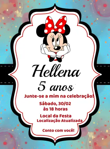Invitación Minnie Mouse Disney editable y personalizable