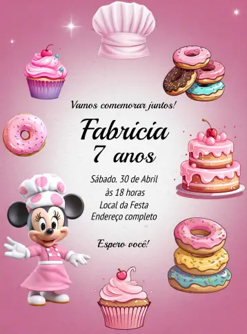 Invitación Minnie Mouse Candy Store editable y personalizable