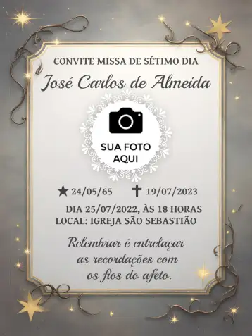 Convite Missa De 1 Ano Falecimento Branco editável e personalizável