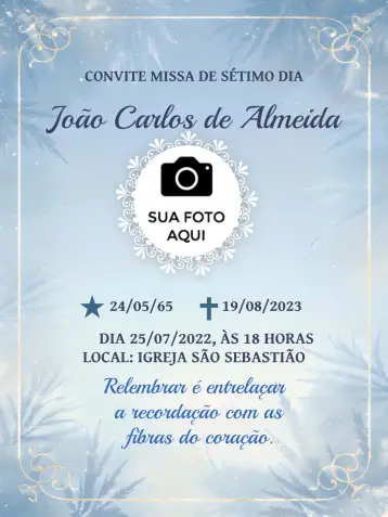 Invitación Misa De 7º Día Año editable y personalizable