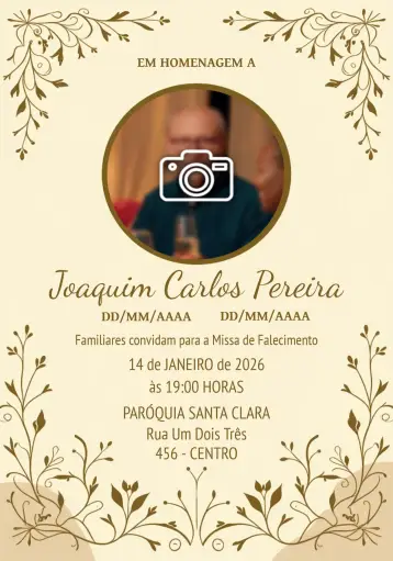 Invitación Invitación a Misa de Fallecimiento Con Foto Día editable y personalizable