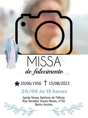 Convite Missa De Falecimento Sétimo Dia Com Foto Asas editável e personalizável
