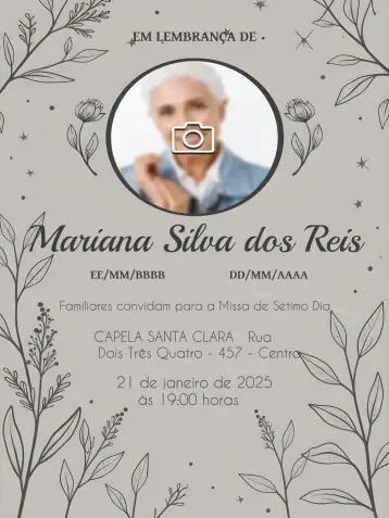 Convite Misa De Séptimo Día Con Foto Homenaje para misa de séptimo día en homenaje a seres queridos. – tema fechas conmemorativas (minimalista, elegante, sutil, clásico, acogedor)