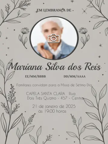 Invitación Misa De Séptimo Día Con Foto Homenaje editable y personalizable