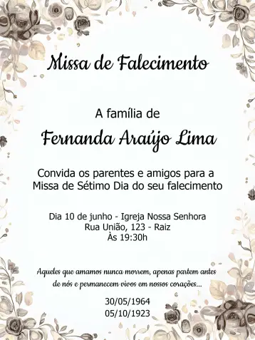 Invite Delicate Seventh Day Mass editable and customizable